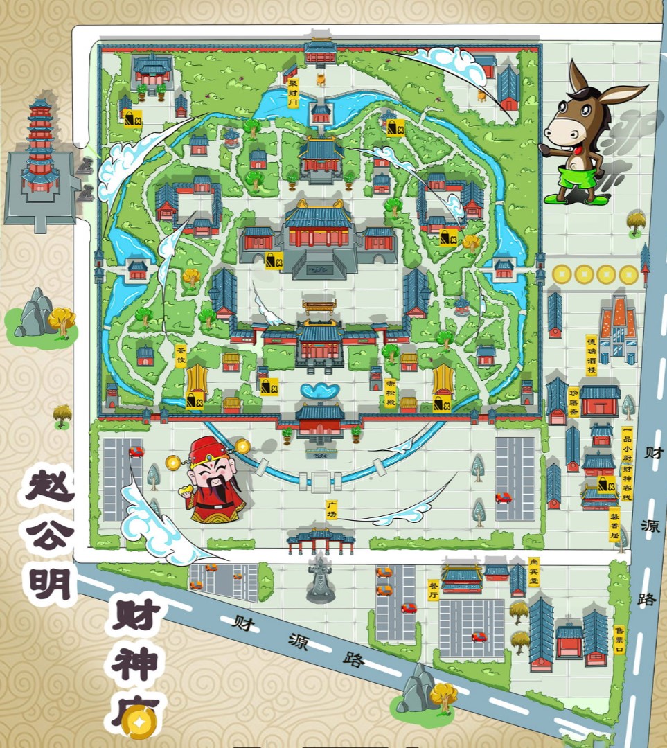 怀化寺庙类手绘地图